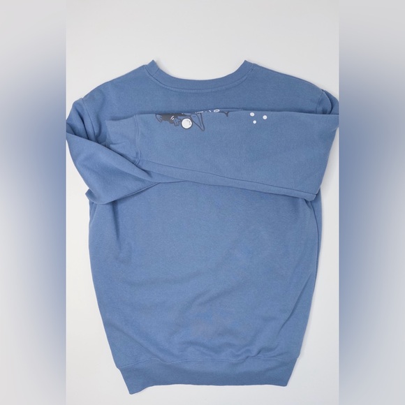 Star Wars Mandalorian Baby Yoda Grogu Blue Crewneck Pullover Sweater Women's Med - Picture 8 of 8